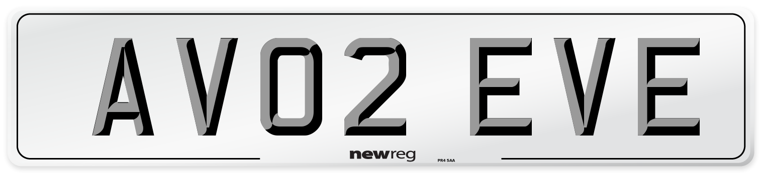 AV02 EVE Number Plate from New Reg